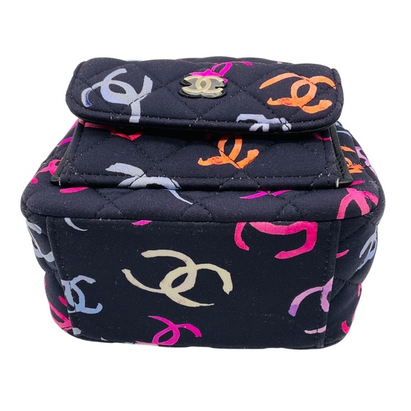 CHANEL NAVY MULTI CLASSIC CC CHAIN POCKET CC LOGO PRINTED QUILTED FABRIC MINI BA - Picture 4 of 16